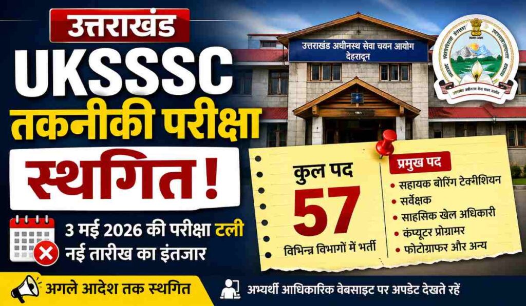 UKSSSC तकनीकी परीक्षा स्थगित 2026