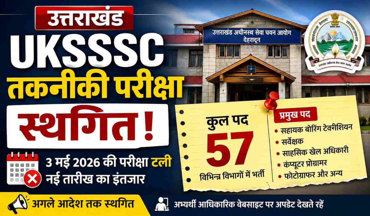 UKSSSC तकनीकी परीक्षा स्थगित 2026