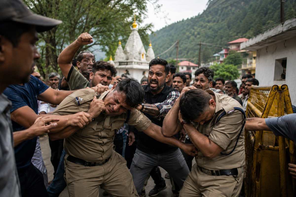 कैंचीधाम मेले से पहले बड़ा विवाद: महिला से छेड़छाड़ के आरोप में दो पुलिसकर्मियों की पिटाई, चौकी का घेराव, जांच के आदेश